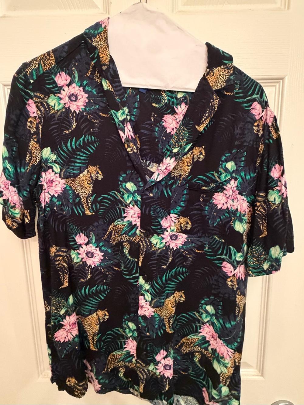 Divided by H&M Tropical Print Top - Teal & Navy